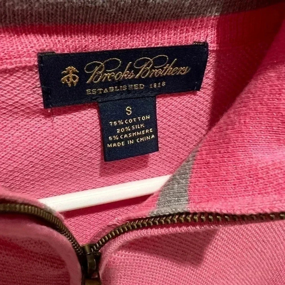 Brooks Brothers Quarter Zip Cotton Pullover Pink Sz S - Picture 7 of 8